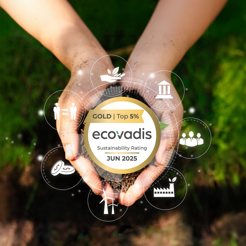 EcoVadis Gold sustainability rating, top 5 percent, June 2025